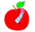 Dibujo Manzana con gusano pintado por khery