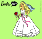 Dibujo Barbie vestida de novia pintado por merida