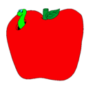 Dibujo Gusano en la fruta pintado por mima