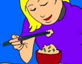 Dibujo Comiendo arroz pintado por pupi2009