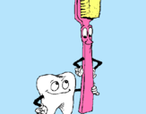 Dibujo Muela y cepillo de dientes pintado por Familia4