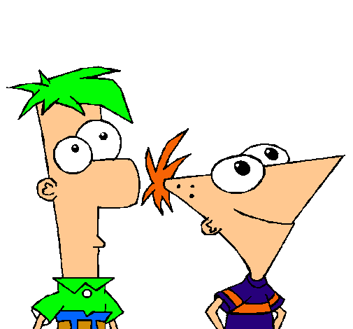 Dibujo Phineas y Ferb pintado por cark