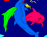 Dibujo Delfines jugando pintado por catalt