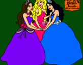 Dibujo Barbie y sus amigas princesas pintado por lomi