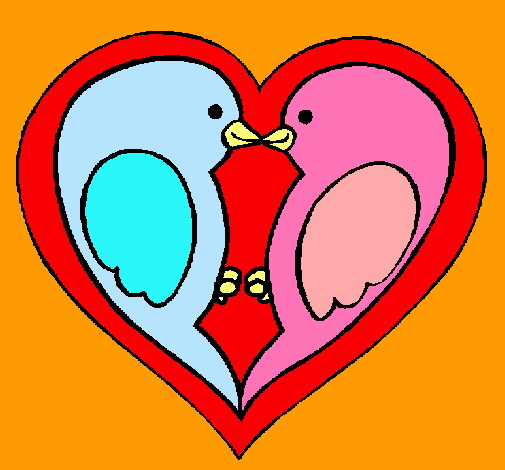 Dibujo Pajaritos enamorados pintado por marisols