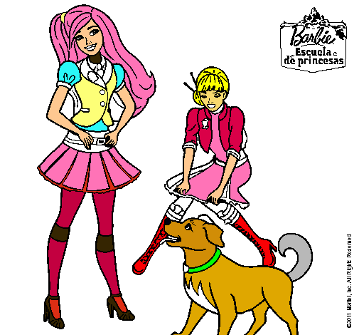 Barbie con su perrito y una amiga