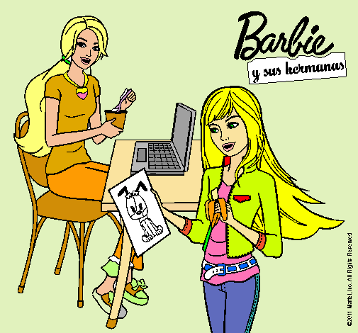 Barbie y su hermana merendando