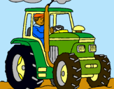 Dibujo Tractor en funcionamiento pintado por tracktor