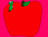 Dibujo Gusano en la fruta pintado por rosa