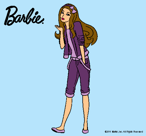 Dibujo Barbie con look casual pintado por Myryan