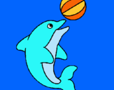 Dibujo Delfín jugando con una pelota pintado por trincus