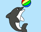 Dibujo Delfín jugando con una pelota pintado por vailand