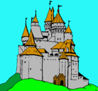 Dibujo Castillo medieval pintado por caballeros