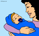 Dibujo Madre con su bebe II pintado por Raditu
