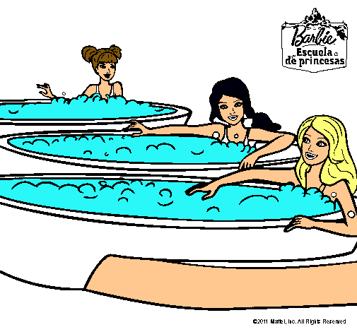 Barbie y sus amigas en el jacuzzi