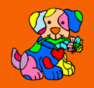 Dibujo Cachorro con una flor en la boca pintado por m8n6ca