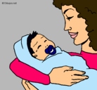 Dibujo Madre con su bebe II pintado por jolly