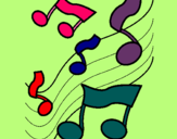 Dibujo Notas en la escala musical pintado por andilu