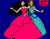 Dibujo Barbie y su amiga súper felices pintado por princeses