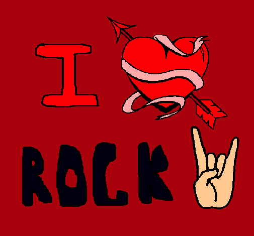 Dibujo I love rock pintado por monst
