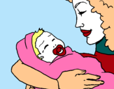 Dibujo Madre con su bebe II pintado por celetse