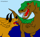 Dibujo Lucha de dinosaurios pintado por ACGS