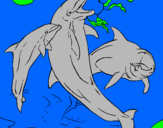 Dibujo Delfines jugando pintado por delfines