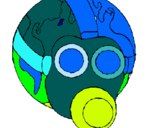 Dibujo Tierra con máscara de gas pintado por yasir