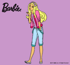 Dibujo Barbie con look casual pintado por merida