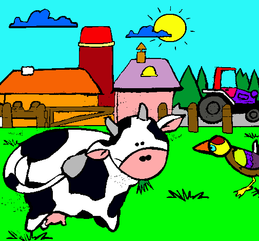 Vaca en la granja