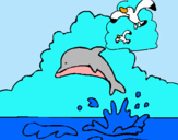 Dibujo Delfín y gaviota pintado por acamaru