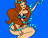 Dibujo Sirena entre burbujas pintado por himilce