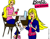 Dibujo Barbie y su hermana merendando pintado por Milly880