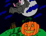 Dibujo Paisaje de Halloween pintado por nigh