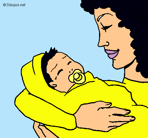 Dibujo Madre con su bebe II pintado por valentinab