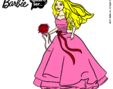 Dibujo Barbie vestida de novia pintado por kukii