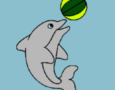 Dibujo Delfín jugando con una pelota pintado por macdalena