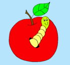 Dibujo Manzana con gusano pintado por milusk