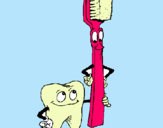 Dibujo Muela y cepillo de dientes pintado por jkhohiyjnhk