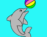 Dibujo Delfín jugando con una pelota pintado por winter