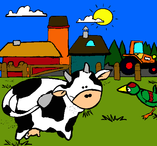 Vaca en la granja