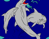 Dibujo Delfines jugando pintado por peluchines