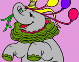 Dibujo Elefante con 3 globos pintado por kata08