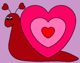 Dibujo Caracol corazón pintado por amor115