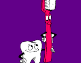 Dibujo Muela y cepillo de dientes pintado por arthur