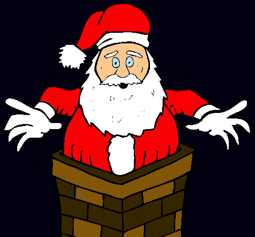 Dibujo Papa Noel en la chimenea pintado por PEPITAYO5