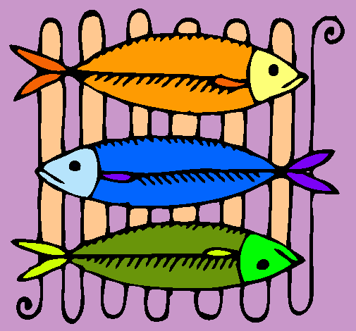 Dibujo Pescado a la brasa pintado por bebeto13