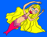 Dibujo Sirena con larga melena pintado por JoOceLoOve