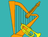 Dibujo Arpa, flauta y trompeta pintado por james122
