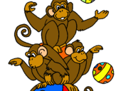 Dibujo Monos haciendo malabares pintado por monos